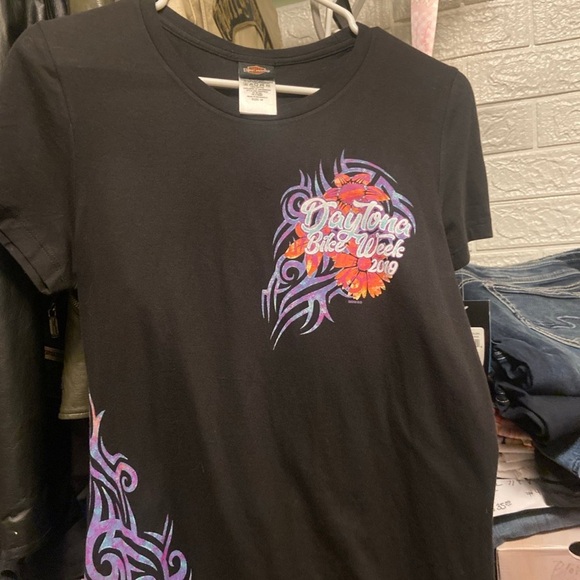 Harley-Davidson Tops - Harley-Davidson Black Tee with Purple and Orange Graphic